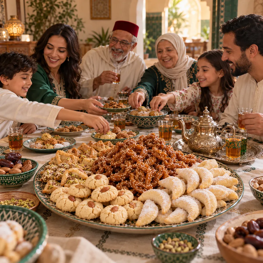 صحن حلويات مغربية منزلية — قفة حلويات الدار